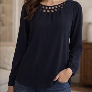 Skies Are Blue Dark Navy Blouse